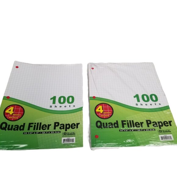 Bazic Quad Filler Graph Paper 3 Packs 100 Sheets Each 4x4 Grid 3-Hole Punched - Picture 3 of 4